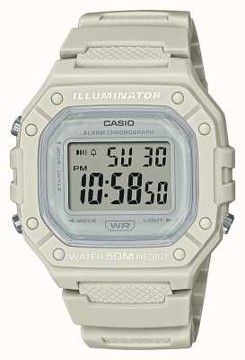 Casio Kolekcja zegarek cyfrowy z kremowym paskiem z żywicy W-218HC-8AVEF