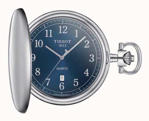 Tissot Zegarek kieszonkowy Savonnette z kwarcową niebieską tarczą T8624101904200