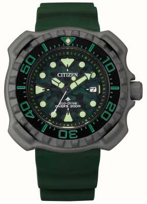 Citizen Męski silikonowy pasek eco-drive promaster wr200 w kolorze zielonym BN0228-06W