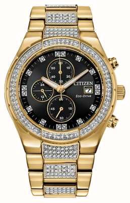 Citizen Męski zegarek z kryształkami w kolorze złotym, eco-drive CA0752-58E