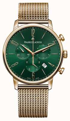 Maurice Lacroix Eliros 40mm bransoletka z chronografu z zieloną tarczą pvd Milanese Mesh EL1098-PVP06-620-1