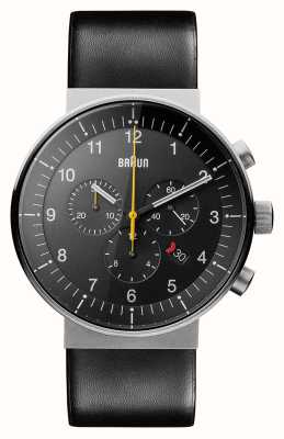 Braun Męski, prestiżowy zegarek chronograf bn0095 z czarnym skórzanym paskiem BN0095SLG