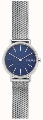 Skagen Signatur lille stalowy zegarek z niebieską tarczą SKW2759