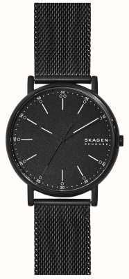 Skagen Męski czarny monochromatyczny zegarek Milanese z siatką sygnaturową SKW6579