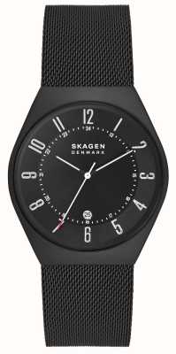 Skagen Grenen czarny zegarek z siateczkową bransoletą ze stali nierdzewnej SKW6817