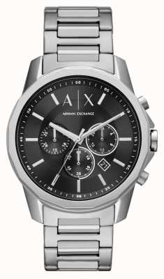 Armani Exchange Czarna tarcza chronografu | bransoletka ze stali nierdzewnej AX1720