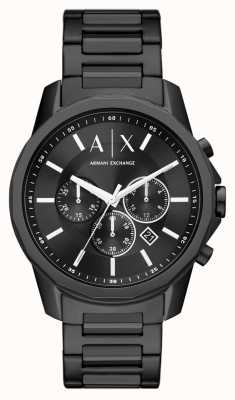 Armani Exchange Czarna tarcza chronografu | czarna bransoletka ze stali nierdzewnej AX1722
