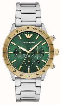 Emporio Armani Męskie | zielono-złota tarcza chronografu | bransoletka ze stali nierdzewnej AR11454