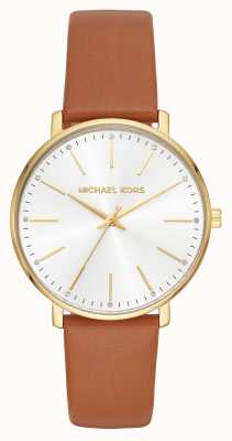 Michael Kors Brązowy skórzany zegarek w kolorze złotym Pyper MK2740