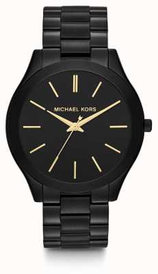 Michael Kors Smukły czarny monochromatyczny zegarek ze stali nierdzewnej na wybiegu MK3221
