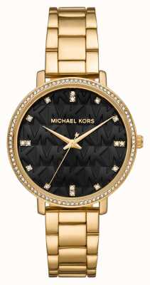 Michael Kors Czarny zegarek z wzorzystą tarczą Pyper mk MK4593