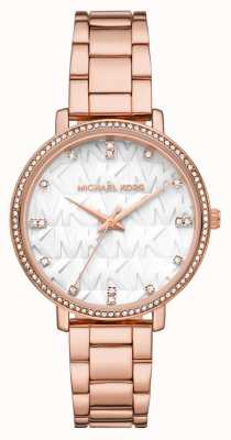 Michael Kors Damski zegarek z cyferblatem w kolorze różowego złota z kryształem mk MK4594