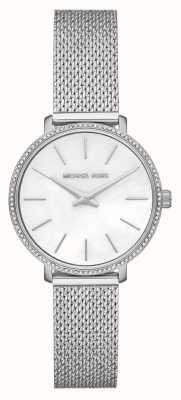 Michael Kors Pyper damski zegarek z siatki ze stali nierdzewnej z kryształowym zestawem bezel MK4618