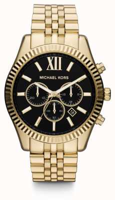 Michael Kors Męski zegarek w kolorze złotym i czarnym lexington MK8286
