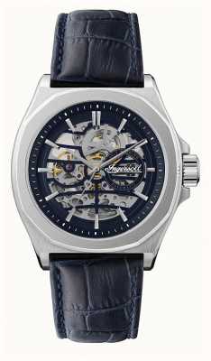 Ingersoll Automatyczny zegarek męski z niebieskim skórzanym paskiem Orville I09306