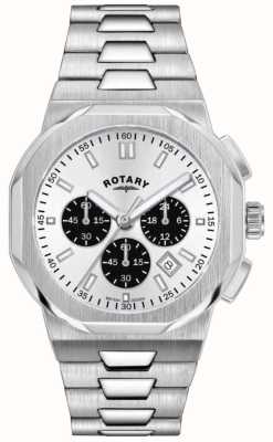 Rotary Regent mężczyzn | srebrna tarcza chronografu | bransoletka ze stali nierdzewnej GB05450/59