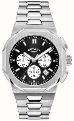 Rotary Regent mężczyzn | czarna tarcza chronografu | bransoletka ze stali nierdzewnej GB05450/65