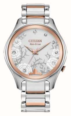 Citizen Diamentowy zegarek z napędem ekologicznym Disney Aurora EM0594-53W