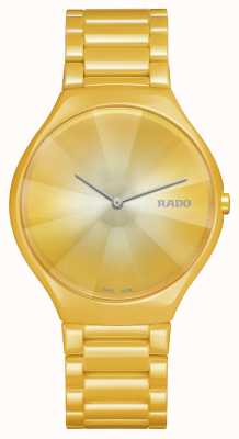 RADO Prawdziwy cienki żółty zegarek kwarcowy R27122252