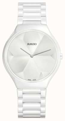 RADO Prawdziwy cienki biały ceramiczny zegarek kwarcowy R27007032