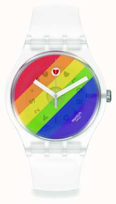 Swatch Pride stripe ostra tęczowy zegarek z tarczą SO29K701