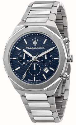 Maserati Styl męski | niebieska tarcza chronografu | bransoletka ze stali nierdzewnej R8873642006