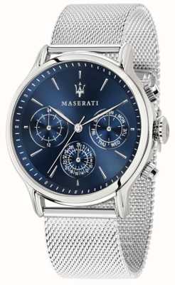 Maserati Epoka męska | niebieska tarcza chronografu | bransoleta z siatki stalowej R8853118019
