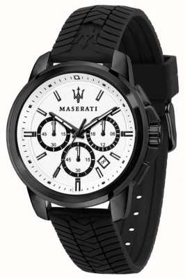 Maserati Następca mężczyzn | biała tarcza chronografu | czarny silikonowy pasek R8871621010