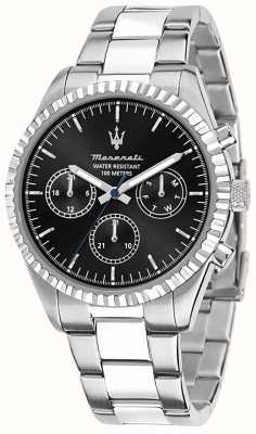 Maserati Rywalizacja mężczyzn | czarna tarcza chronografu | bransoletka ze stali nierdzewnej R8853100023