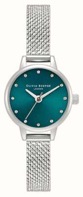 Olivia Burton Klasyczny zegarek z turkusową i srebrną siateczką z mini tarczą OB16MN13