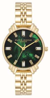 Olivia Burton damskie | bransoletka w złotym tonie | zielona tarcza OB16DC02