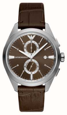 Emporio Armani Brązowy męski zegarek z brązowym skórzanym paskiem AR11482