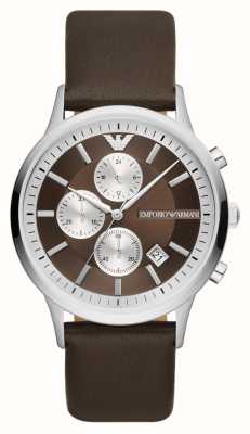 Emporio Armani Męski zegarek z brązowym skórzanym paskiem chronografu AR11490