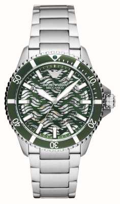 Emporio Armani Męska zielona tarcza szkieletowa z zielonym zegarkiem bezel AR60061