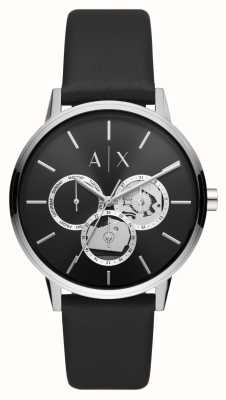 Armani Exchange Męskie | czarna tarcza | zegarek z czarnym skórzanym paskiem AX2745