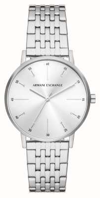 Armani Exchange Srebrna tarcza z kryształem | bransoletka ze stali nierdzewnej AX5578