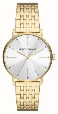 Armani Exchange Srebrna tarcza z kryształem | złota bransoletka platerowana pvd AX5579