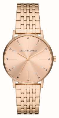 Armani Exchange Tarcza z różowego złota kryształowego | różowe złoto bransoletka pvd AX5581