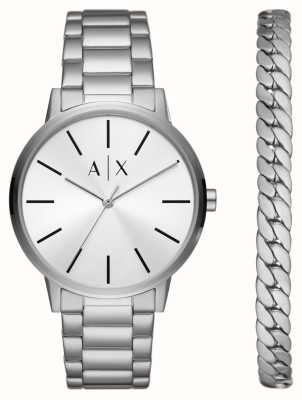 Armani Exchange Zestaw upominkowy z zegarkiem i bransoletką ze stali nierdzewnej AX7138SET