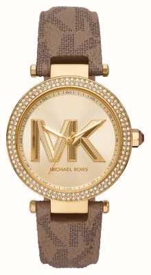 Michael Kors Zegarek Parker ze złotym kryształowym zestawem bezel MK2973
