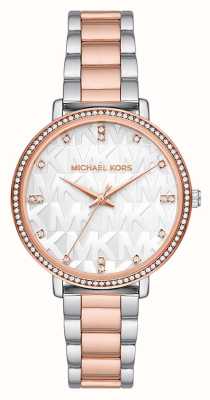 Michael Kors damskie | pyper | tarcza z białego kamienia | dwukolorowa stalowa bransoletka MK4667