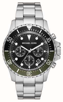 Michael Kors Bransoletka ze stali nierdzewnej z czarną tarczą chronografu Everest MK8976