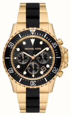 Michael Kors Czarna tarcza chronografu Everest, złota bransoleta ze stali nierdzewnej MK8979