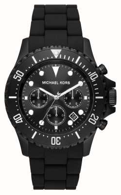 Michael Kors Czarna tarcza chronografu Everest, czarny silikonowy pasek MK8980