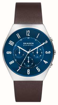 Skagen Męski zegarek z niebieską tarczą grenen chronograf SKW6842