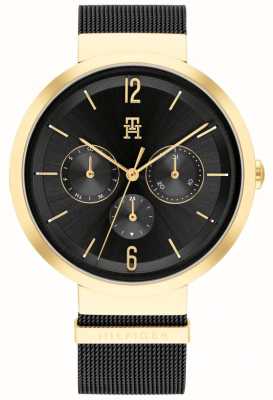 Tommy Hilfiger Damski zegarek z czarną tarczą lidia z czarną bransoletą z siatki 1782540