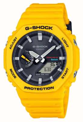 Casio Męski zegarek solarny G-Shock z bluetooth i paskiem z żywicy GA-B2100C-9AER