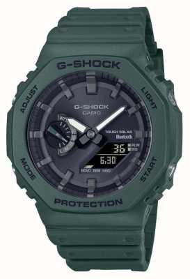 Casio Męski zegarek bluetooth g-shock na energię słoneczną w kolorze zielonym z paskiem z żywicy GA-B2100-3AER